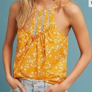 Maeve by Anthropologie Martel yellow floral tank size large